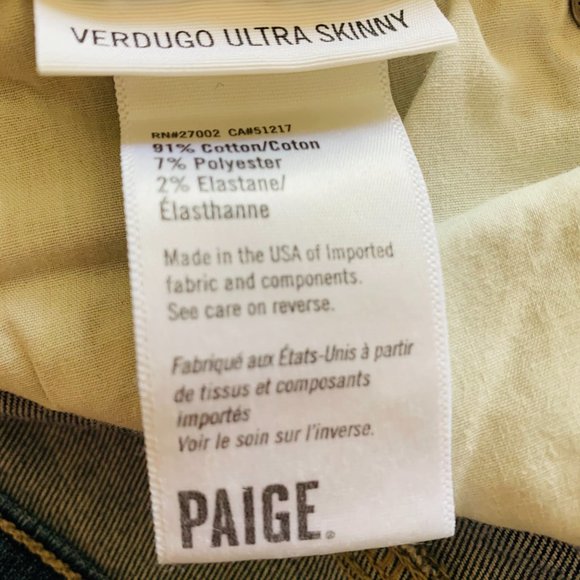 Paige Verdugo Ultra Skinny Jeans Size 32 - Picture 5 of 7